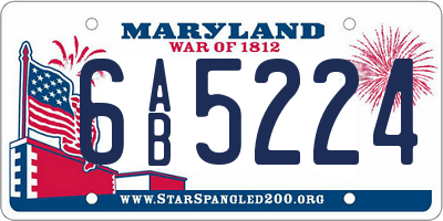 MD license plate 6AB5224