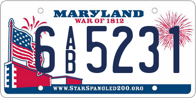 MD license plate 6AB5231