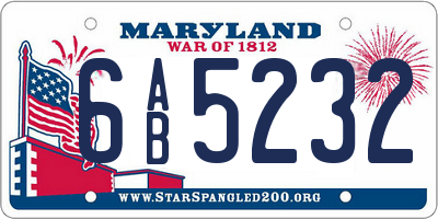 MD license plate 6AB5232