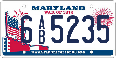 MD license plate 6AB5235