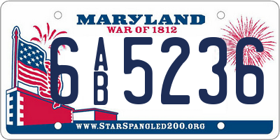 MD license plate 6AB5236