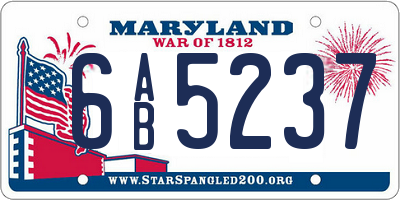 MD license plate 6AB5237