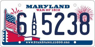 MD license plate 6AB5238