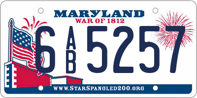 MD license plate 6AB5257