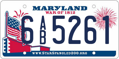 MD license plate 6AB5261