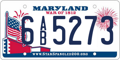 MD license plate 6AB5273