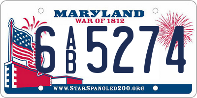 MD license plate 6AB5274