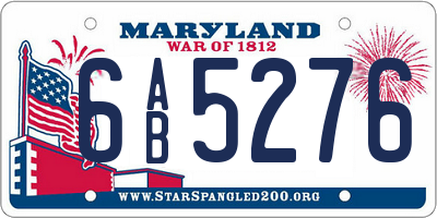 MD license plate 6AB5276