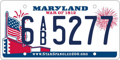 MD license plate 6AB5277