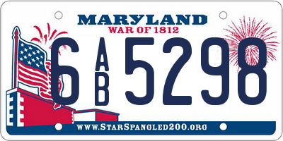 MD license plate 6AB5298