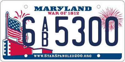MD license plate 6AB5300