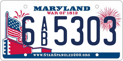 MD license plate 6AB5303