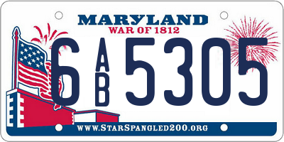 MD license plate 6AB5305