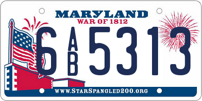 MD license plate 6AB5313