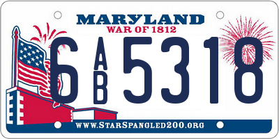 MD license plate 6AB5318