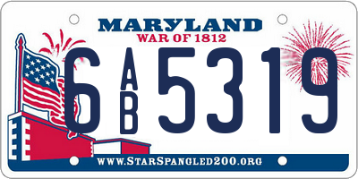 MD license plate 6AB5319