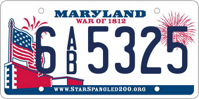 MD license plate 6AB5325