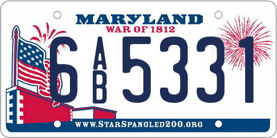 MD license plate 6AB5331