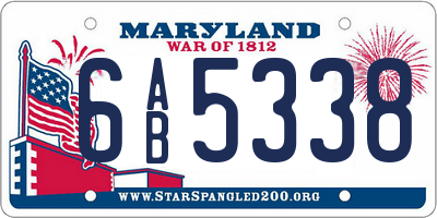 MD license plate 6AB5338