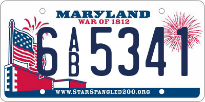 MD license plate 6AB5341