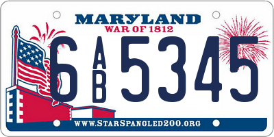MD license plate 6AB5345