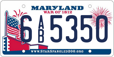 MD license plate 6AB5350