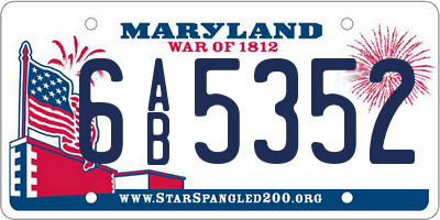 MD license plate 6AB5352