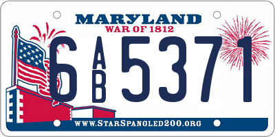 MD license plate 6AB5371