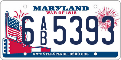 MD license plate 6AB5393