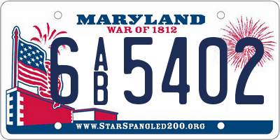 MD license plate 6AB5402