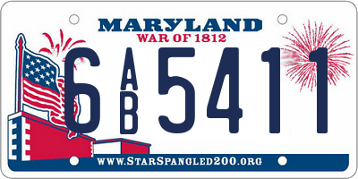 MD license plate 6AB5411