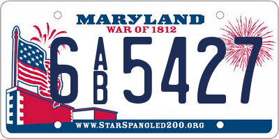MD license plate 6AB5427