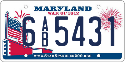 MD license plate 6AB5431