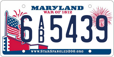MD license plate 6AB5439