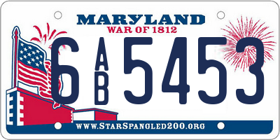MD license plate 6AB5453