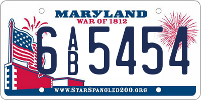 MD license plate 6AB5454