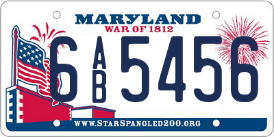 MD license plate 6AB5456