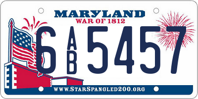 MD license plate 6AB5457