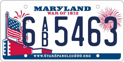 MD license plate 6AB5463
