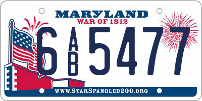 MD license plate 6AB5477