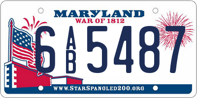 MD license plate 6AB5487