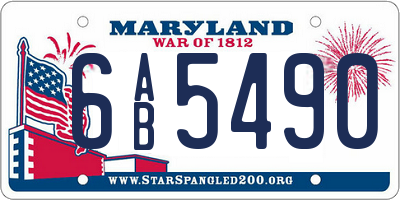 MD license plate 6AB5490
