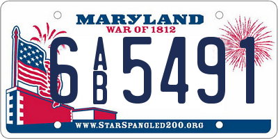 MD license plate 6AB5491