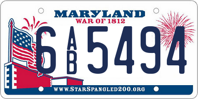 MD license plate 6AB5494