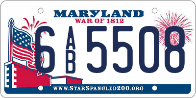 MD license plate 6AB5508