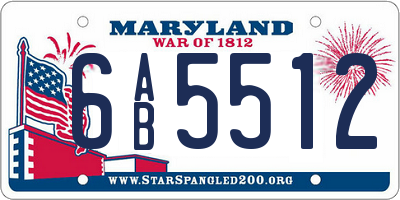 MD license plate 6AB5512