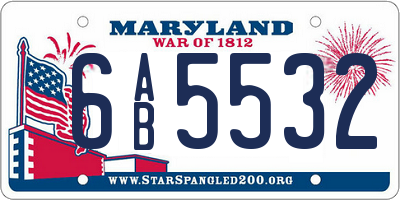 MD license plate 6AB5532