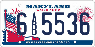 MD license plate 6AB5536