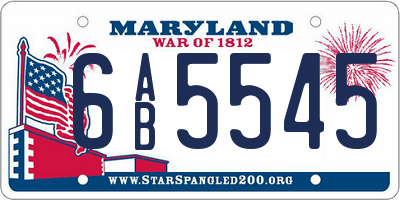 MD license plate 6AB5545