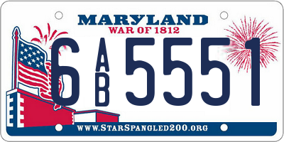 MD license plate 6AB5551